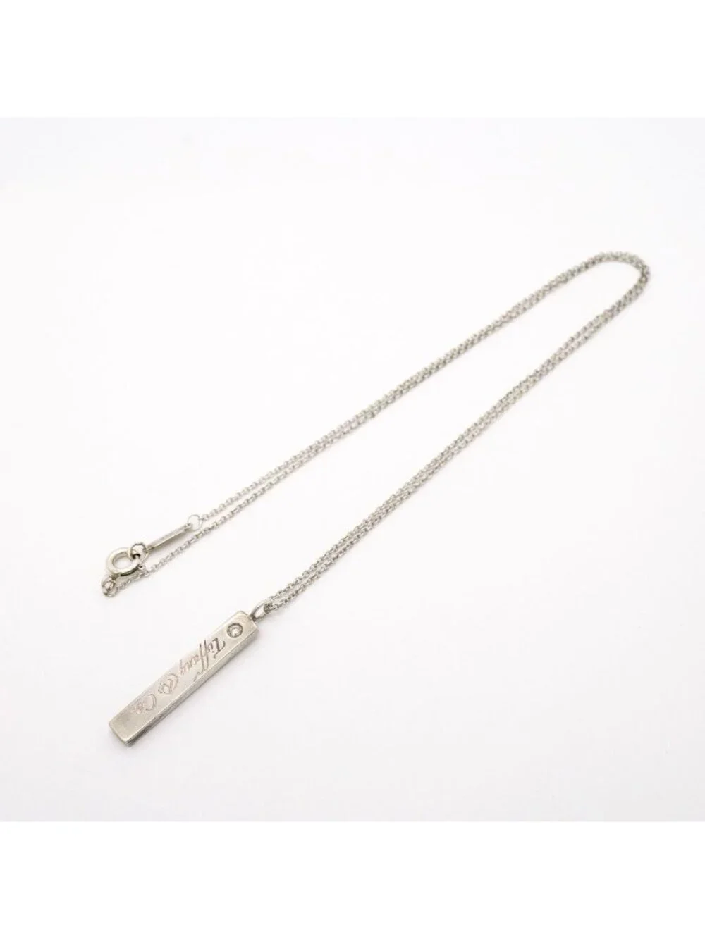 Tiffany & Co Necklace Notes Bar 925 Sterling Silver Diamond